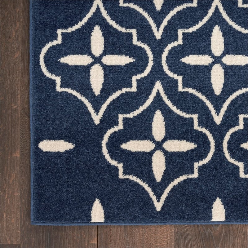 Pemberly Row Contemporary Home 6'x9' Fabric Navy Ivory Area Rug