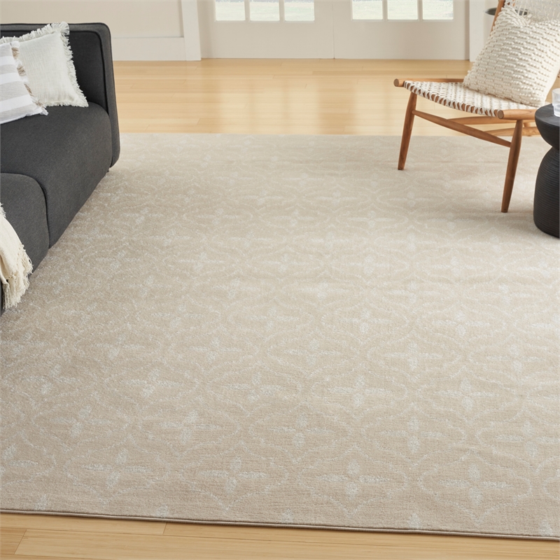 Pemberly Row Modern / Contemporary 5'x7' Ivory Beige Fabric Area Rug
