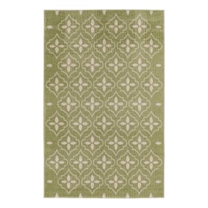 Pemberly Row Modern / Contemporary 4'x6' Green Ivory Fabric Area Rug