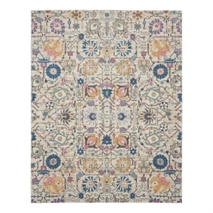 Pemberly Row 8'x10' Ivory Multicolor Fabric Bohemian Area Rug