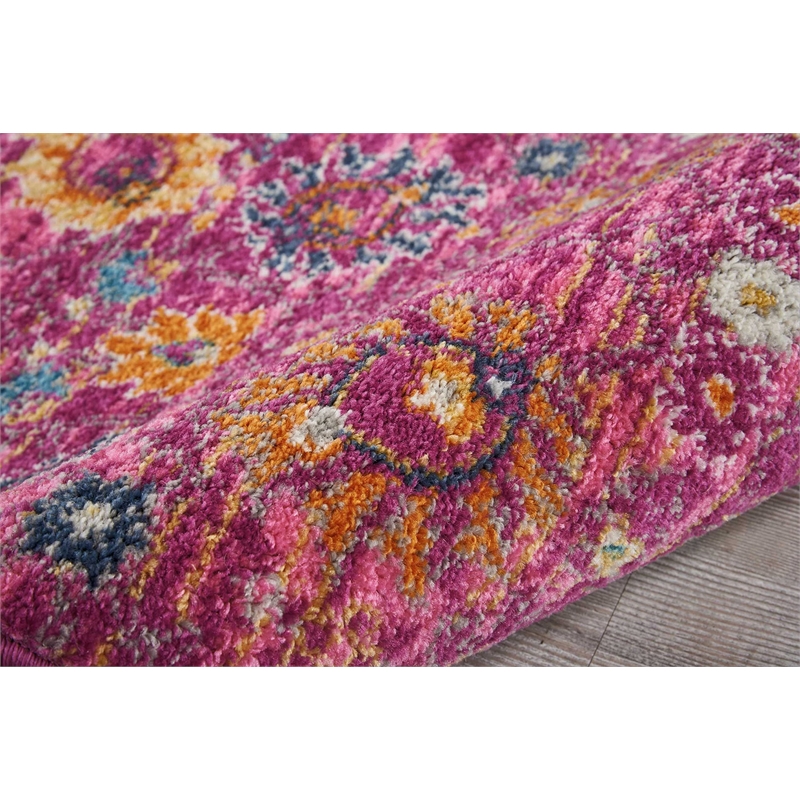 Pemberly Row Transitional 6' Runner Pink Fabric Bohemian Area Rug
