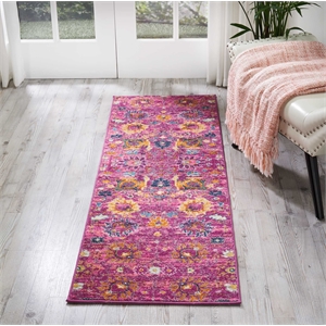 Pemberly Row Transitional 6' Runner Pink Fabric Bohemian Area Rug