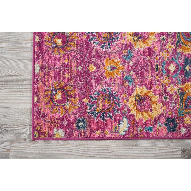 Pemberly Row Transitional 6' Runner Pink Fabric Bohemian Area Rug