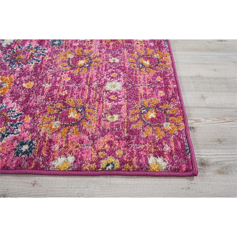 Pemberly Row Transitional 6' Runner Pink Fabric Bohemian Area Rug