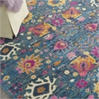 Pemberly Row Transitional 4' Round Denim Fabric Bohemian Area Rug