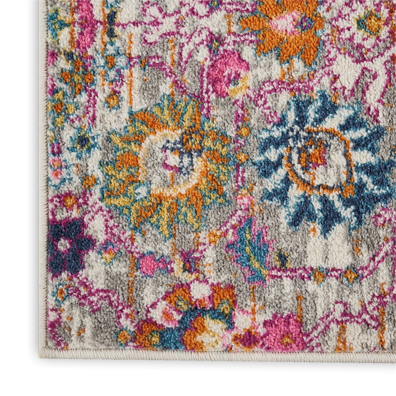 Pemberly Row 8' Runner Pink and Gray Fabric Bohemian Area Rug