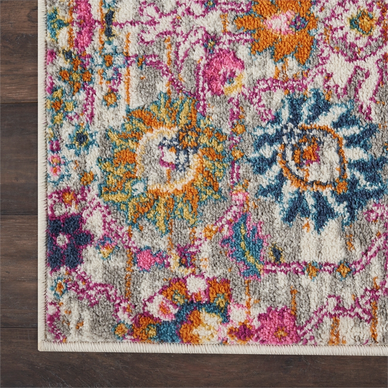 Pemberly Row 6' Runner Pink and Gray Fabric Bohemian Area Rug