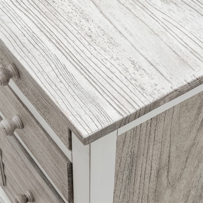 Pemberly Row Coastal Wood Desk & Chair Set in Gray/White Finish