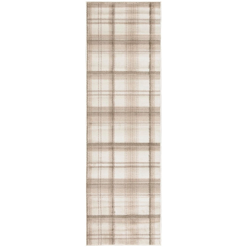 Pemberly Row Contemporary Home 7'x10' Fabric Ivory Beige Area Rug