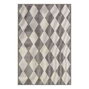 Pemberly Row Contemporary Home 4'x6' Fabric Charcoal Area Rug