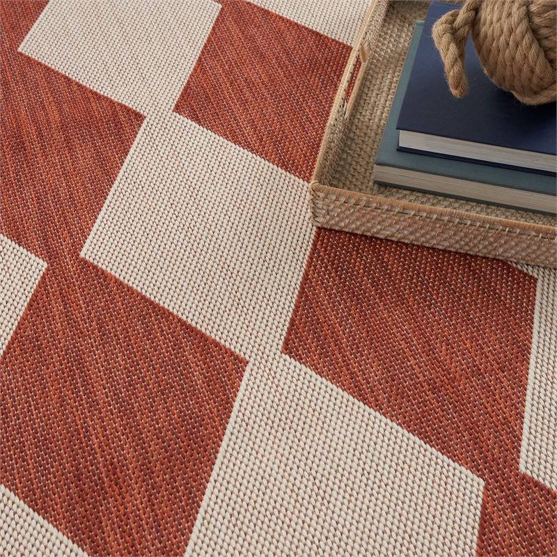 Pemberly Row Contemporary Home 4'x6' Fabric Terracotta Area Rug
