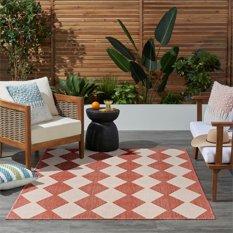 Pemberly Row Contemporary Home 4'x6' Fabric Terracotta Area Rug