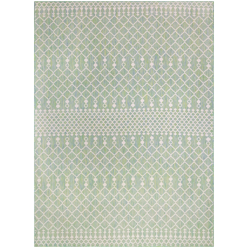 Pemberly Row Modern / Contemporary 9'x12' Fabric Blue Green Area Rug