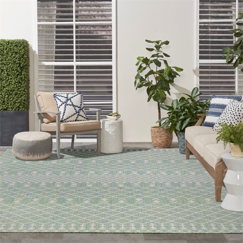 Pemberly Row Modern / Contemporary 9'x12' Fabric Blue Green Area Rug