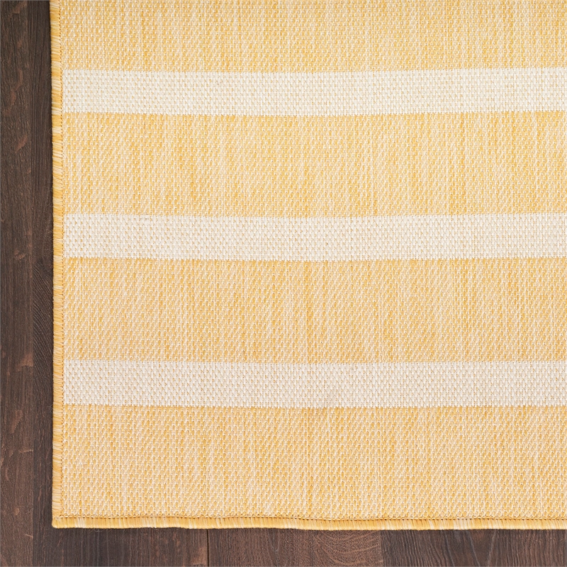 Pemberly Row Contemporary 7'x10' Fabric Yelow Ivory Area Rug