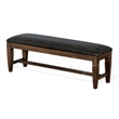 Pemberly Row 56-inch Bench with Dark Gray Faux Leather in Dark Brown Mahogany