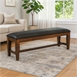 Pemberly Row 56-inch Bench with Dark Gray Faux Leather in Dark Brown Mahogany