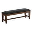 Pemberly Row 56-inch Bench with Dark Gray Faux Leather in Dark Brown Mahogany
