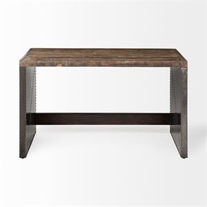 Pemberly Row 52&quotx30&quot Solid Wood Top Metal Cladded Frame Writing Desk