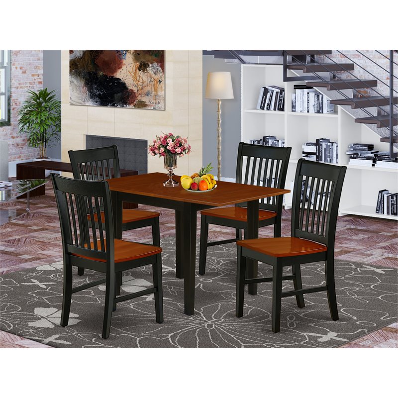Pemberly Row 5-piece Dining Set with Slat Back in Black/Cherry