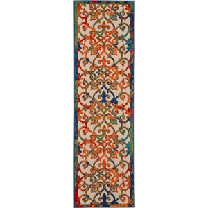Pemberly Row Contemporary 2'3&quot x 8' Multicolor Indoor/Outdoor Rug