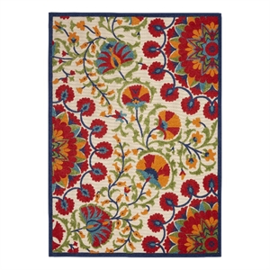 Pemberly Row 9'6&quot x 13' Red/Multi Indoor/Outdoor Rug Polypropylene