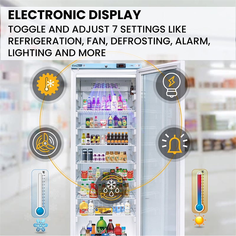 Pemberly Row 12.7cu.ft. Commercial Refrigerator - Glass Door & Temperature Alarm