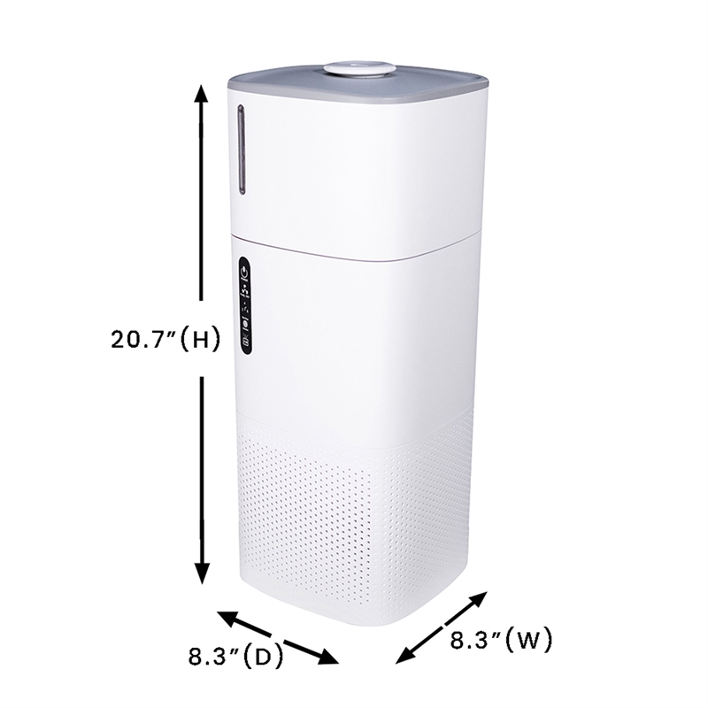 Pemberly Row Air Purifier with Sterilizer & Humidifier in White Stainless Steel