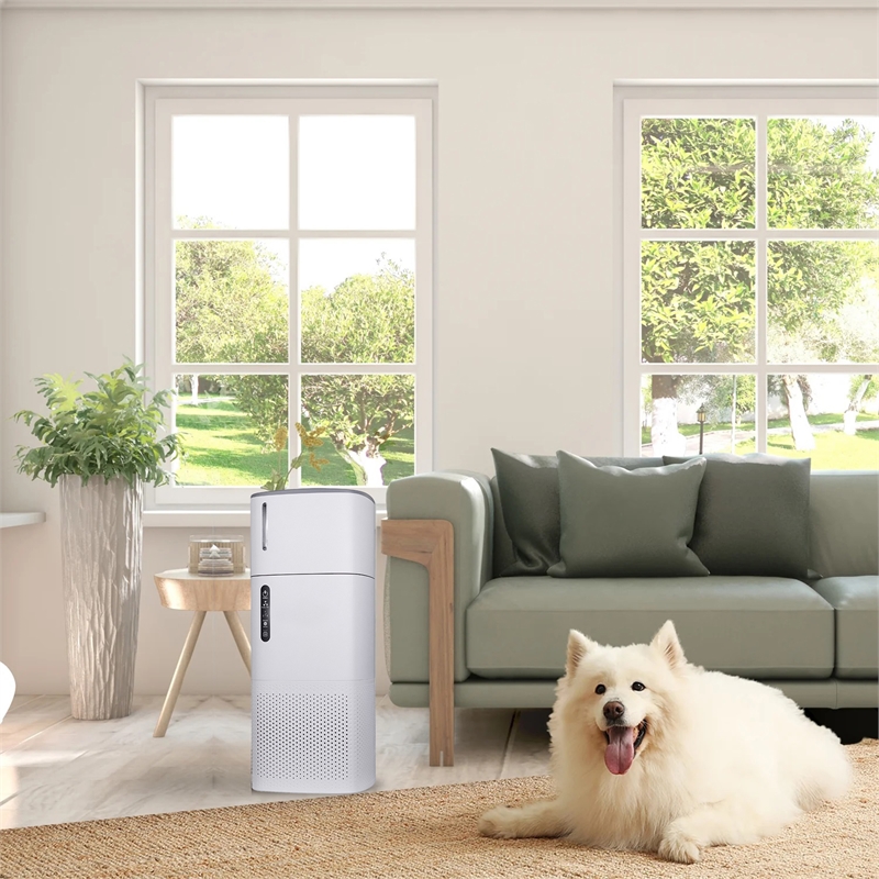 Pemberly Row Air Purifier with Sterilizer & Humidifier in White Stainless Steel