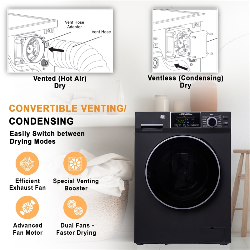 Pemberly Row All-In-One Convertible Washer-Dryer 18lb/1.9cf Sanitize Pet Cycle