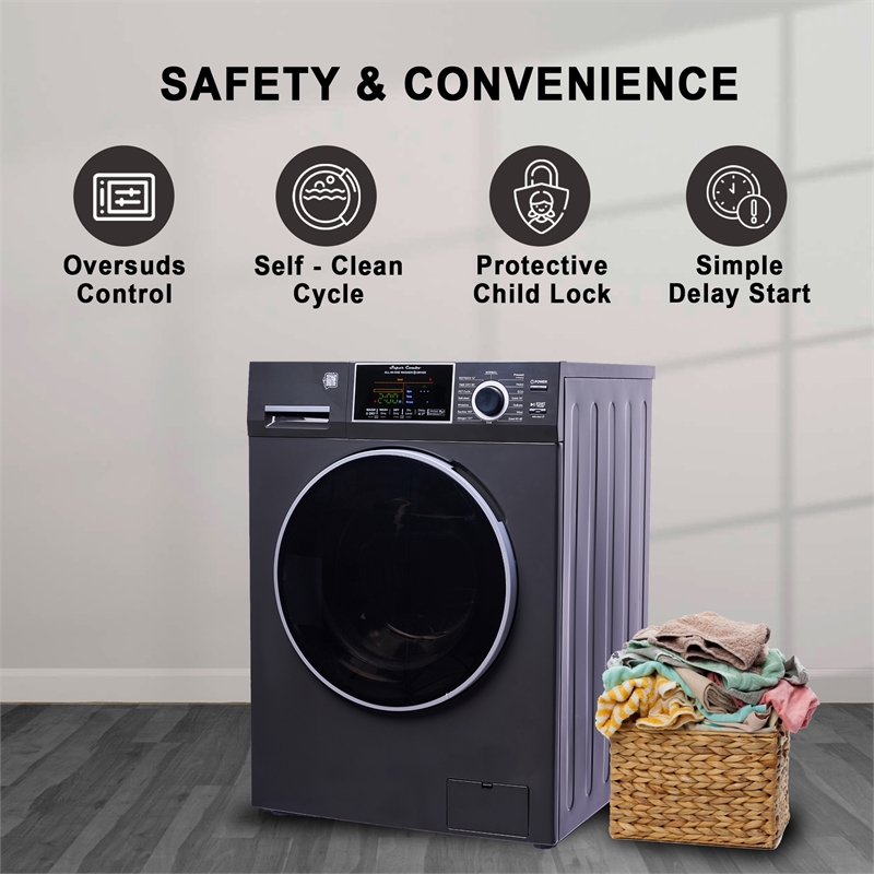 Pemberly Row All-In-One Convertible Washer-Dryer 18lb/1.9cf Sanitize Pet Cycle