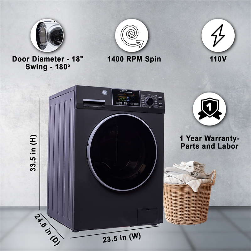 Pemberly Row All-In-One Convertible Washer-Dryer 18lb/1.9cf Sanitize Pet Cycle