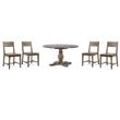 Pemberly Row Set of 5 Round Pine Dining Table and Chairs in Weathered Brown