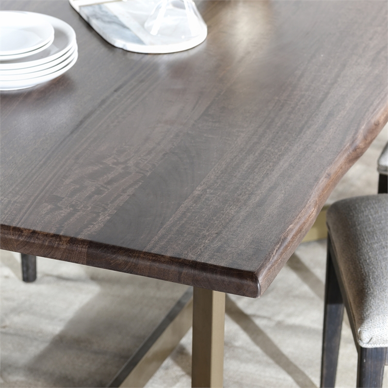 Pemberly Row Set of 7 Solid Mango Wood and Iron Dining Table & Chairs