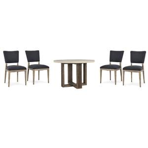Pemberly Row Set of 5 47&quot Solid Wood Pine Dining Table & Upholstered Chairs