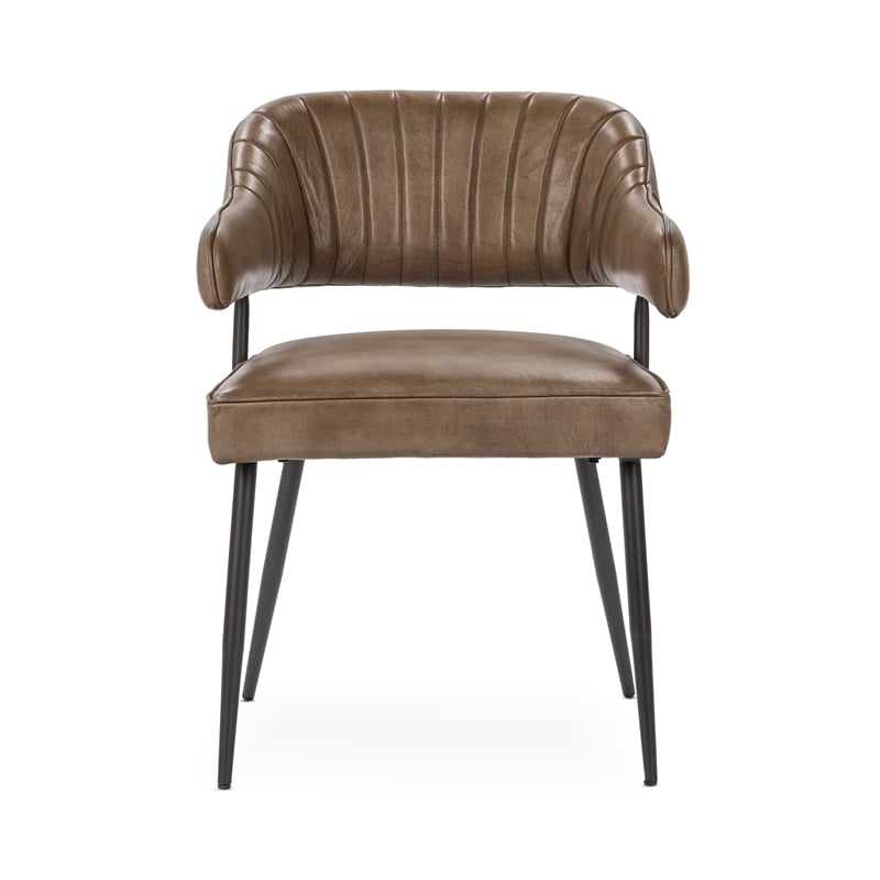 Pemberly Row Set of 5 Top Grain Leather Dining Chairs & 60