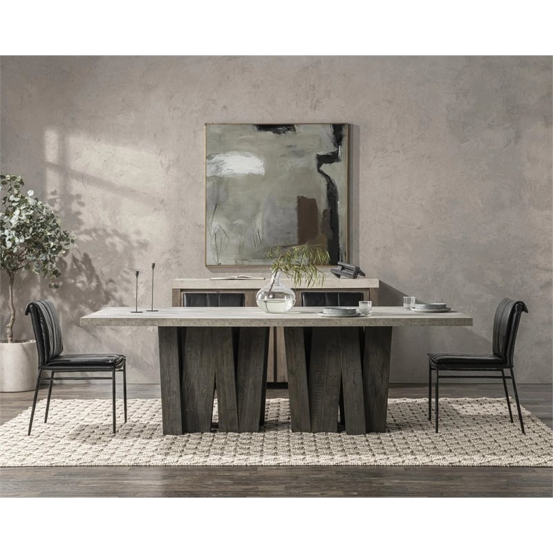 Pemberly Row Set of 5 Fabric Upholstered Dining Chairs & 94
