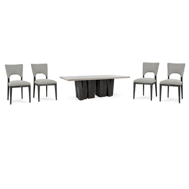 Pemberly Row Set of 5 Fabric Upholstered Dining Chairs & 94