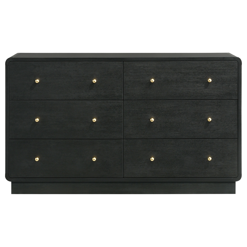 Pemberly Row Set of 4 Queen Wingback Bed & Dresser Cabinet & Nightstands
