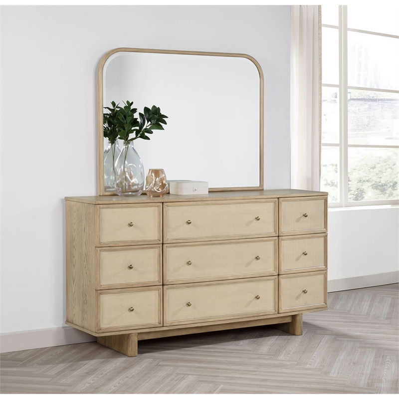 Pemberly Row 4Pc Set Eastern King Platform Bed & Dresser w/ Mirror & Nightstands