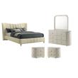 Pemberly Row Set of 4 Queen Panel Platform Bed & Dresser w/ Mirror & Nightstands