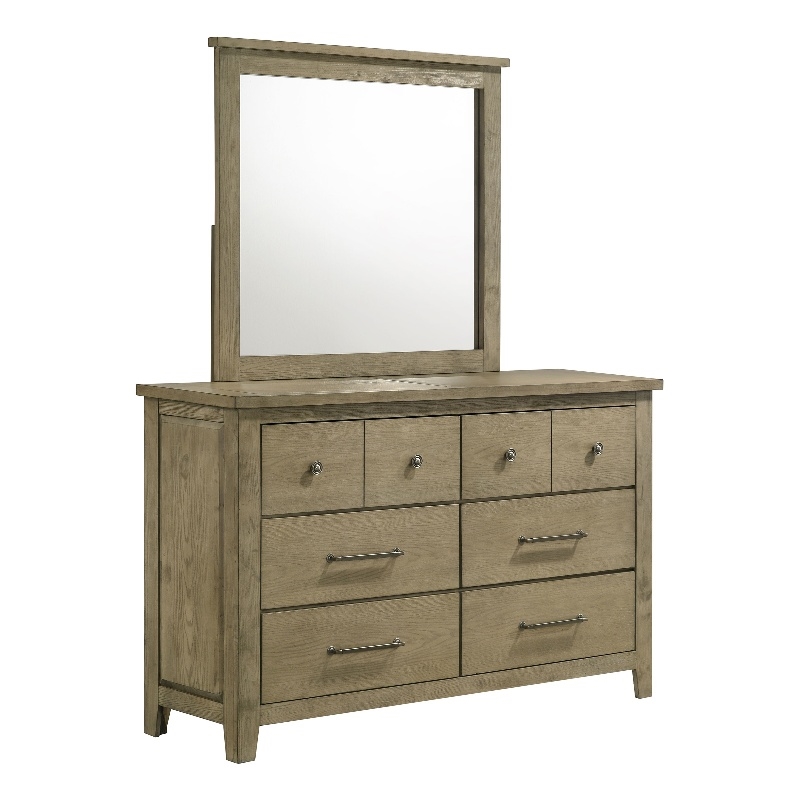 Pemberly Row Set of 4 Queen Panel Platform Bed & Dresser w/ Mirror & Nightstands