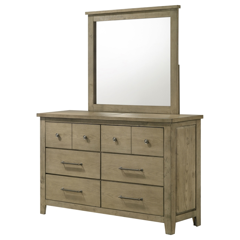 Pemberly Row Set of 4 Queen Panel Platform Bed & Dresser w/ Mirror & Nightstands