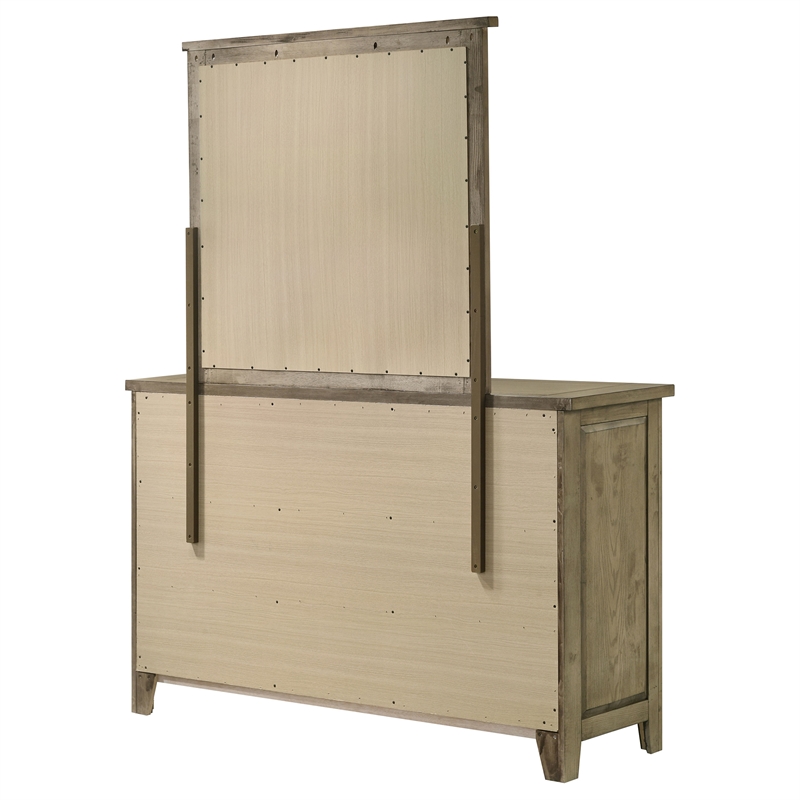 Pemberly Row Set of 4 Queen Panel Platform Bed & Dresser w/ Mirror & Nightstands