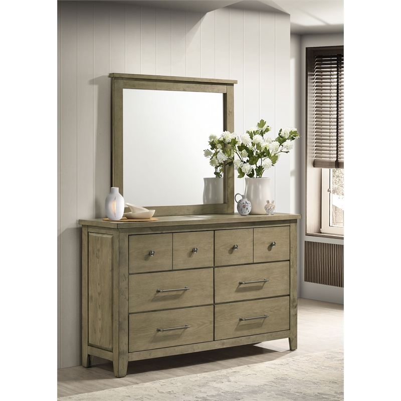 Pemberly Row Set of 4 Queen Panel Platform Bed & Dresser w/ Mirror & Nightstands