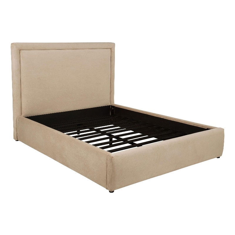 Pemberly Row Set of 4 Queen Platform Bed & Dresser with Mirror & Nightstands