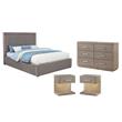 Pemberly Row Set of 4 Fabric Queen Panel Platform Bed & Dresser & Nightstands