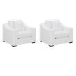 Pemberly Row Set of 2 Upholstered Sloped Arm Accent Chairs in White
