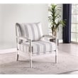 Pemberly Row Set of 2 Upholstered Bobbin Accent Chairs in White and Navy