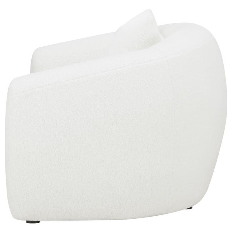 Pemberly Row Set of 2 Faux Sheepskin Upholstered Accent Chairs in Natural